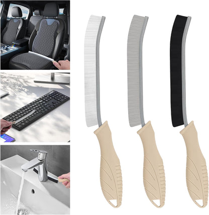 TQRR 3Pcs Cleaning Brush- Includes 1 Soft Bristle Cleaning Brush, 2 Hard Crevice Brush, Bathroom Cleaning Brush, Multifuntianal Grout Brush, Cleaning Tools for Auto Vent Wheel Kitchen House (Black)