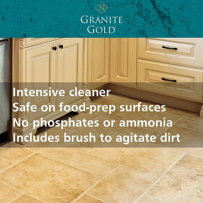 Granite Gold Grout Cleaner Spray with Brush for Stone, Ceramic, Glass & Colored Grout, 64 Fluid Ounces + 24 Fluid Ounces + 4 brushes