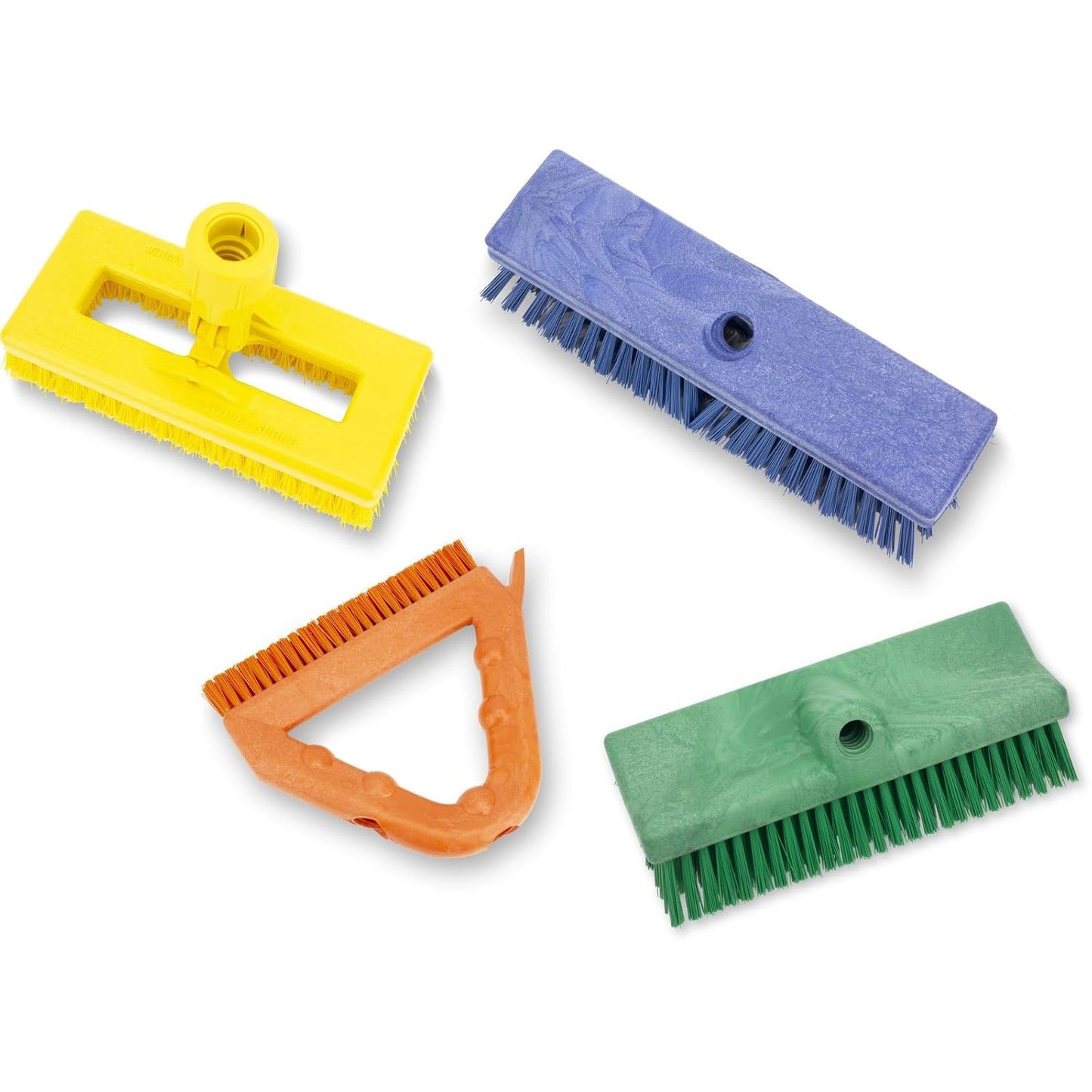SPARTA Plastic Commercial Grout Brush, Triangle-Shaped Scrub Brush with Scraper and Two Threaded Holes for Attaching Handle (Sold Separately), 9 x 7 x 7 Inches, Gray