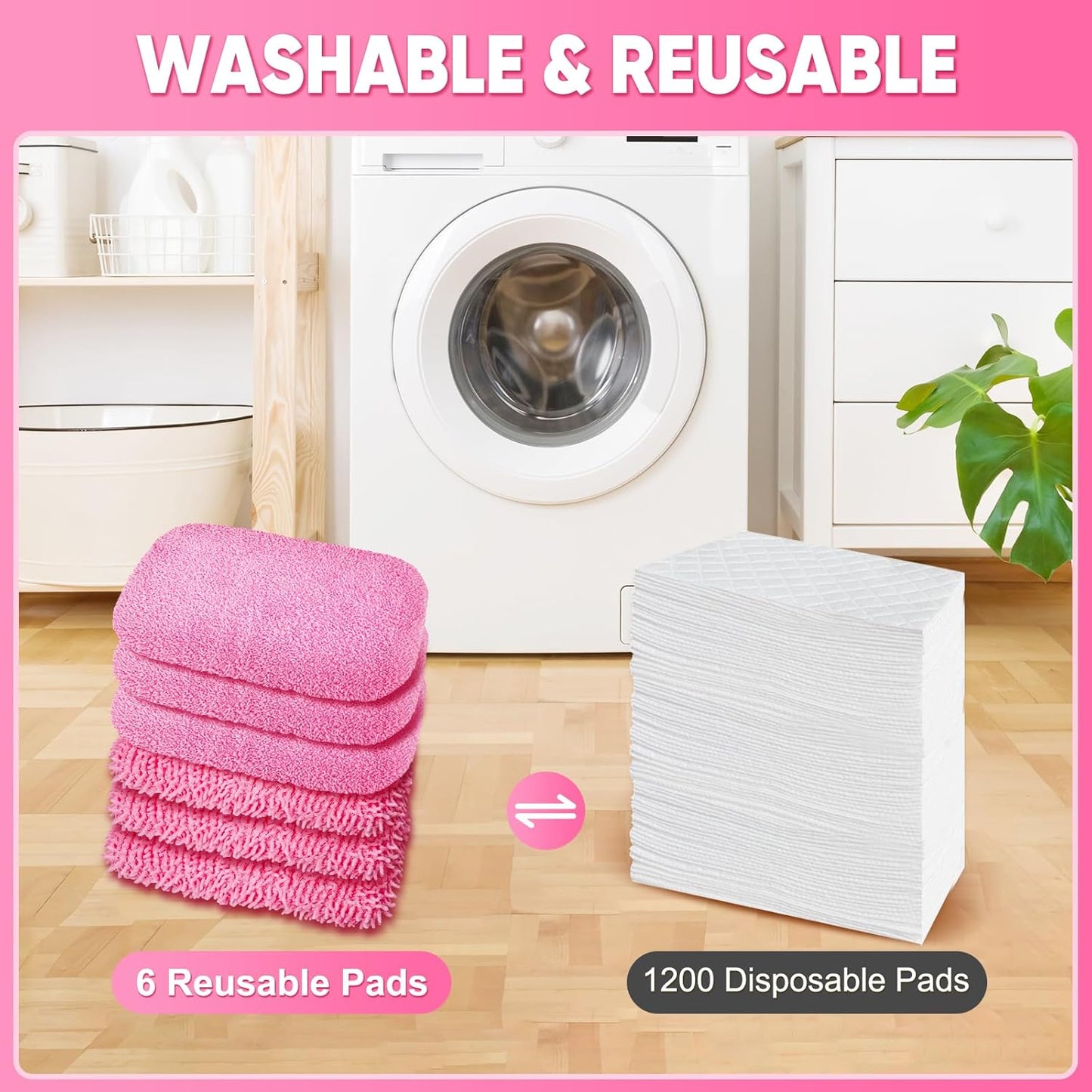 6-Pack Reusable Microfiber Mop Pads Compatible with Swiffer Sweeper, Dry & Wet Sweeping Cloths - Washable Wet Pads Refill for Multi-Surface/Hardwood Floor Cleaning