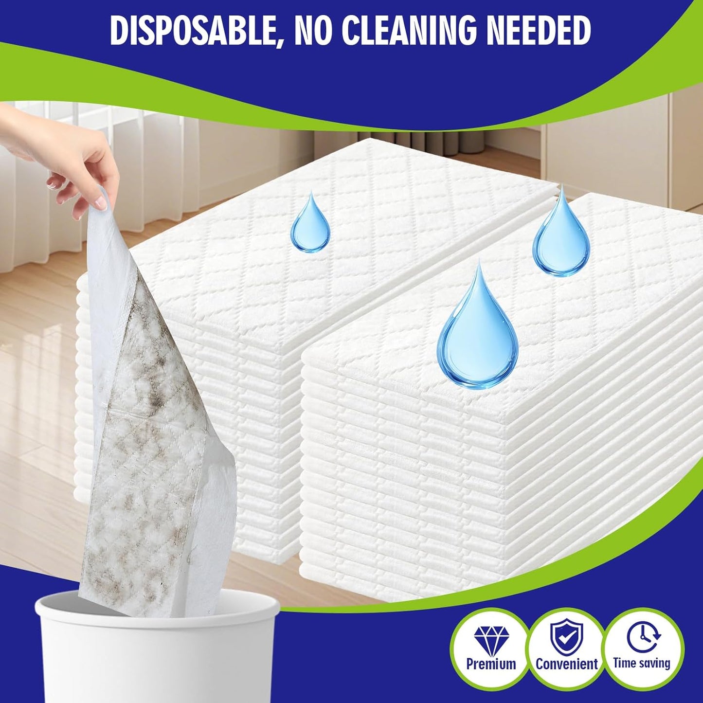 40 Count XL Heavy Duty Wet Mopping Cloths Refill Compatible with Swiffer Sweeper XL Mop, Disposable Wet Pads Refill X-Large Size for Multi-Surface Floor Cleaning, Lavender Scent