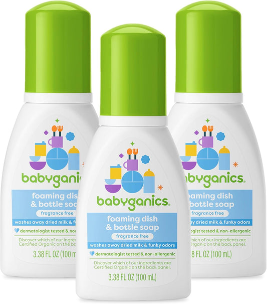 Babyganics Foaming Dish Soap, Pump Bottle, Fragrance Free, 16oz, 3 Pack