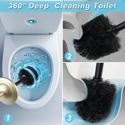 Brushed Nickel Toilet Brush and Holder Set,304 Stainless Steel Toilet Bowl Brush and Holder for Bathroom,Silver Heavy Duty Toilet Brush,Durable Scrubbing Bristles,Splash Resistant,Long Handle