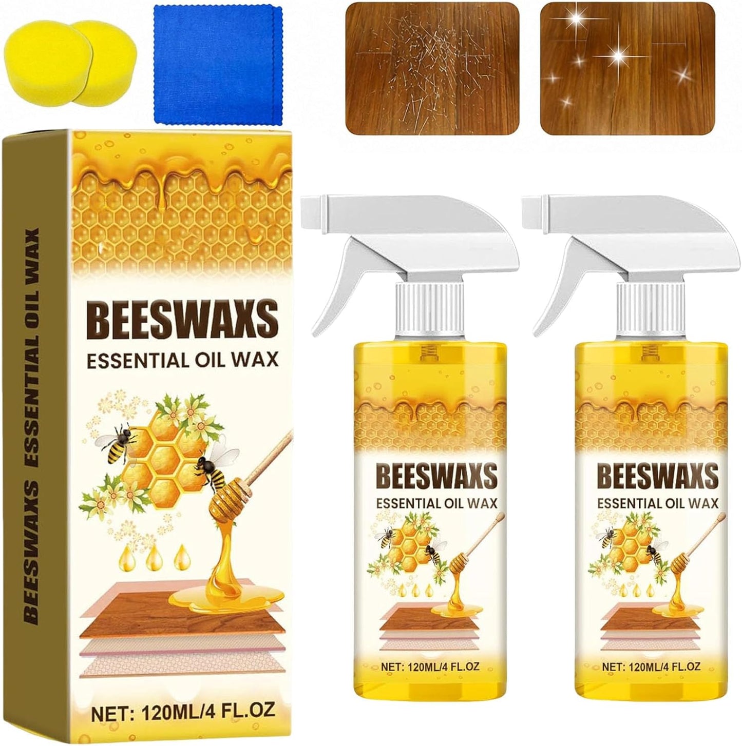 Natural Beeswax Repairing and Care Spray, 2026 Upgraded Beeswax Wood Polish, for Living Rooms, Kitchens, Wood Furniture Floors, Natural Micro-Molecular Spray (1Pcs)