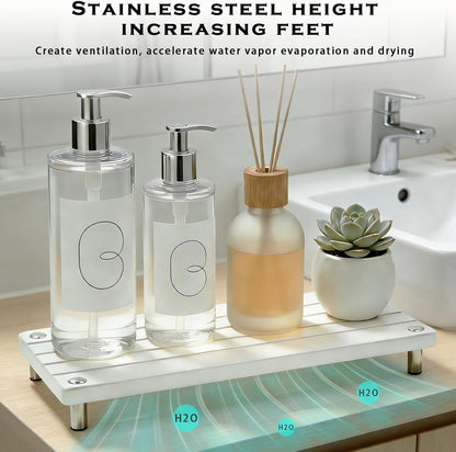Instant Dry Sink Tray, Anti-Slip Stone Sink Caddy, Durable Kitchen Sink Organizer, Quick Dry Water Absorbing Stone Tray for Bathroom Counter, Stone Soap Tray -Dark Gray
