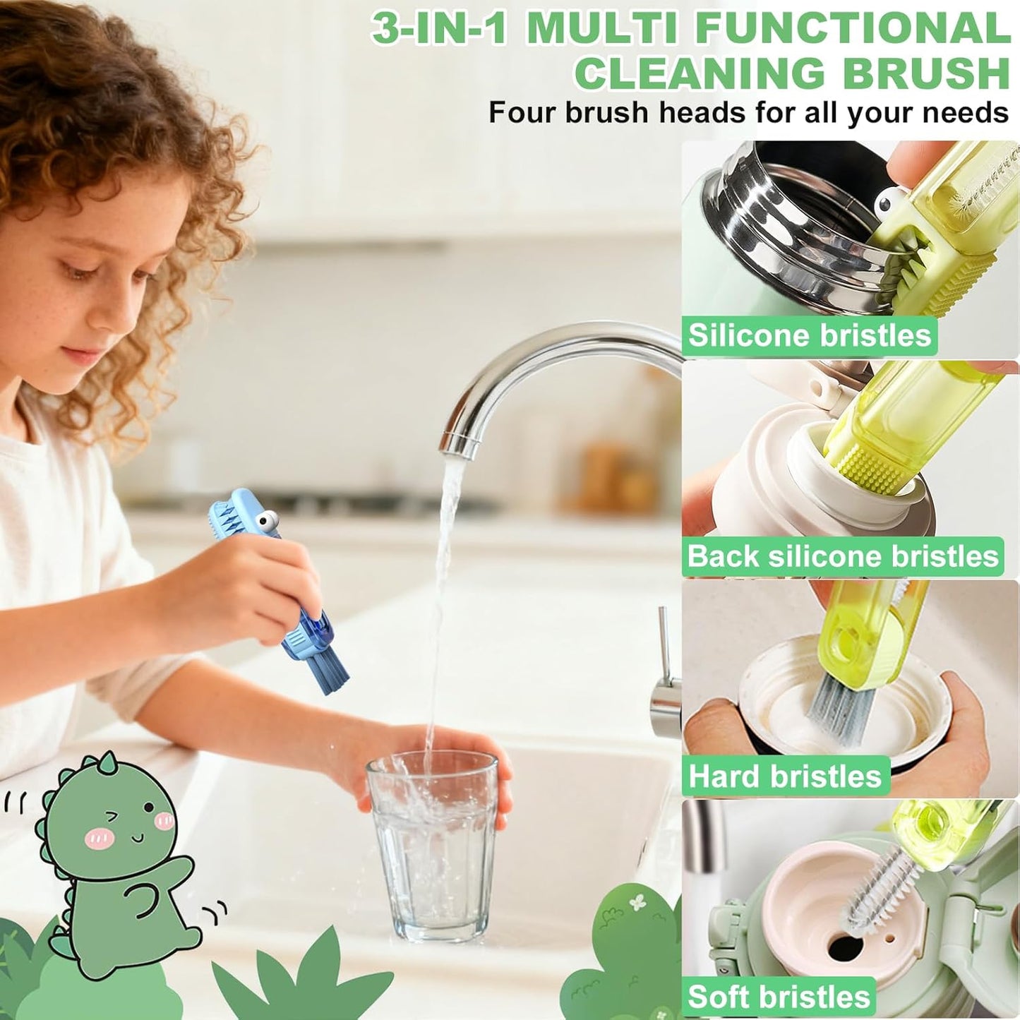 3 in 1 Cup Lid Cleaning Brush, Multifunctional Gap Cleaning Brush, Home Kitchen Crevice Brush, Portable Bottle Cleaner Brush for Cleaning Tight Spaces, Bottle Gaps, Travel Mug Caps(3 PCS)