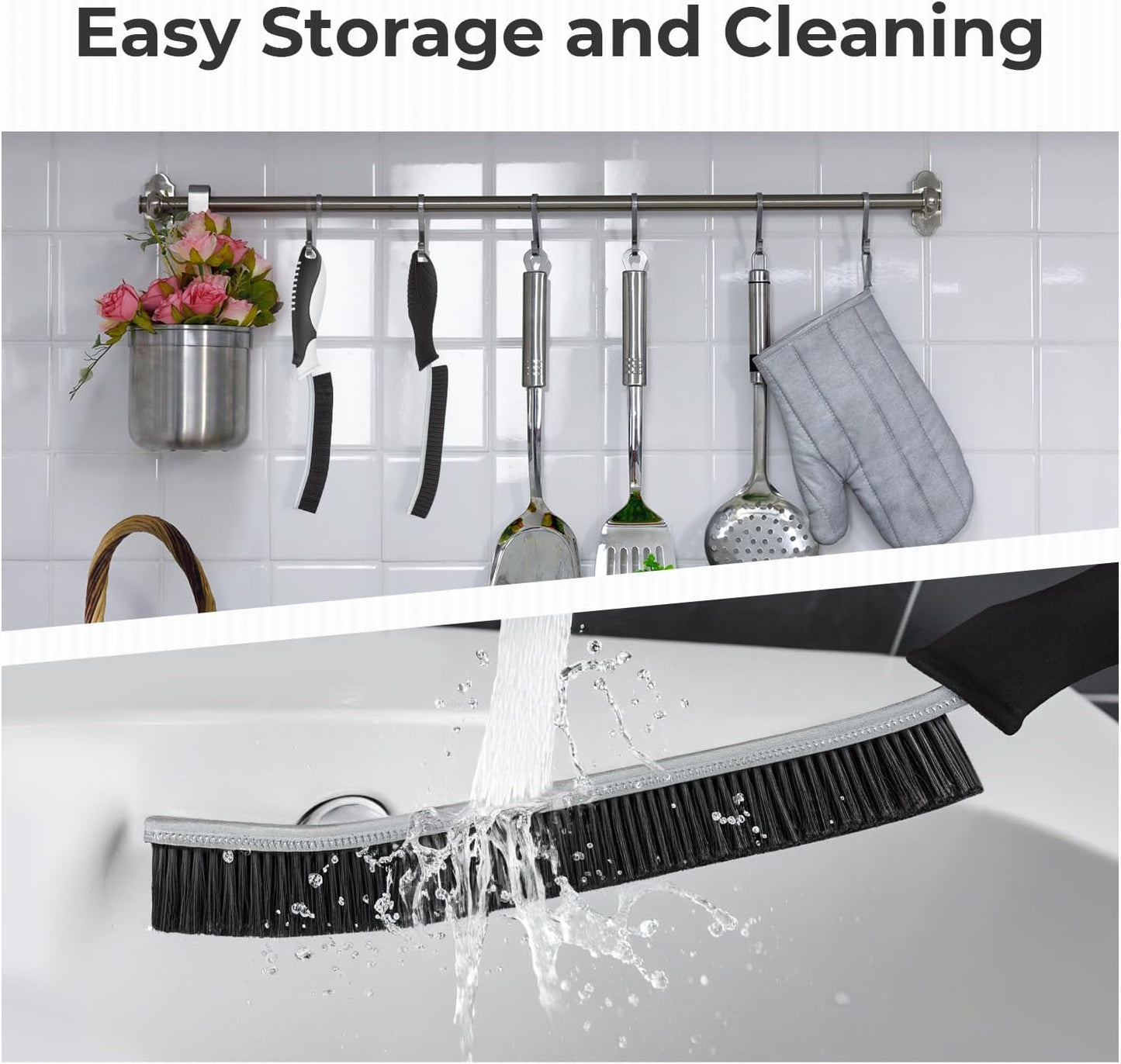 TQRR Cleaning Brush-Hard Crevice Cleaning Brushes, Multifunctional Window Groove Brushes, Grout Brush, Cleaning Tool for Bathroom, Kitchen, Toilet, Tile, Sink, Home (6, Black)