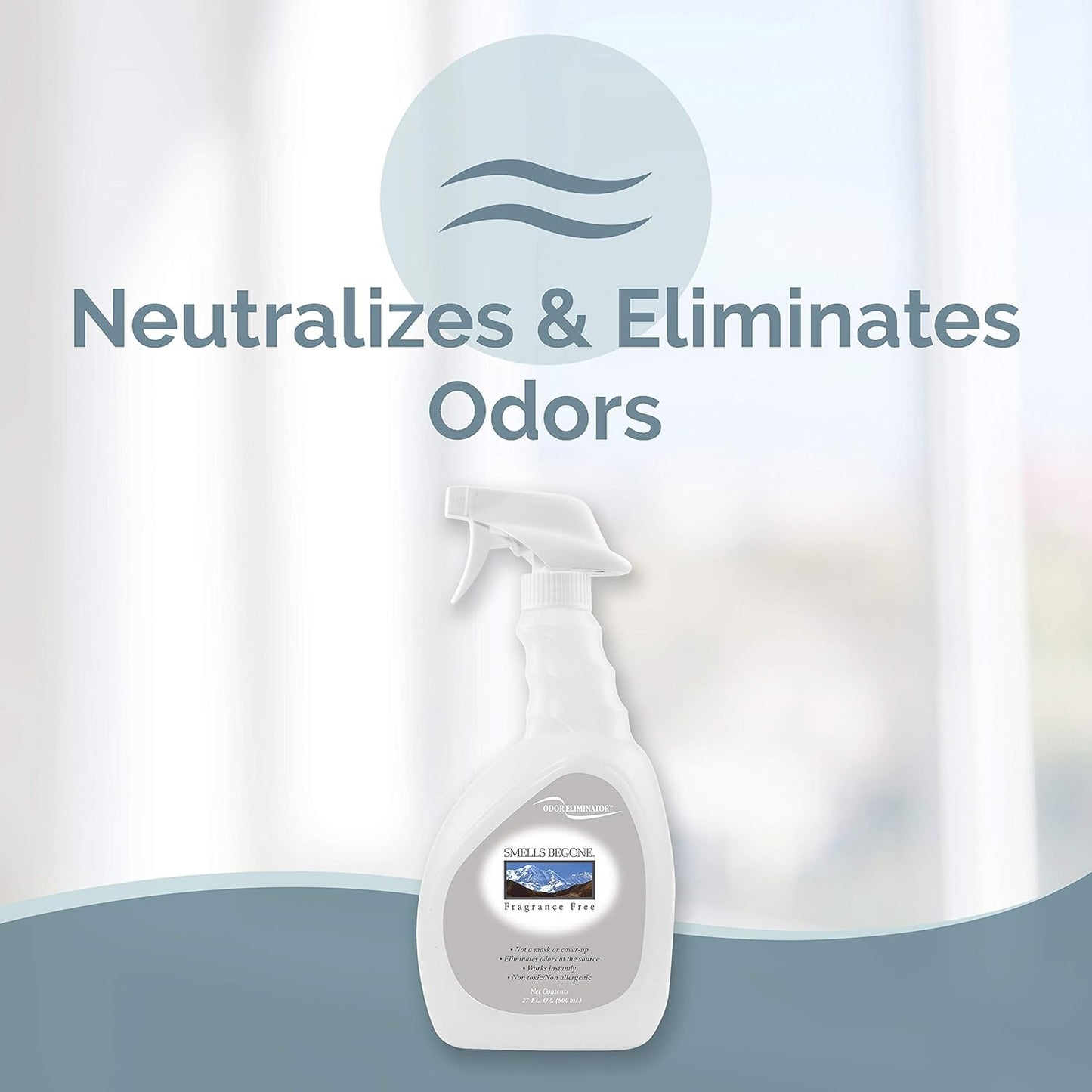 SMELLS BEGONE Air Freshener Spray - 12 oz, Pack of 2 - Odor Eliminator - Eliminates Odors from Smoke, Trash Cans, Cars, Pets & Boats - Fragrance Free