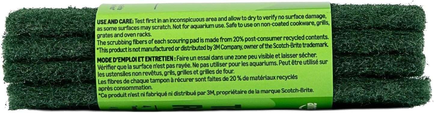 Amazon Basics Heavy Duty Scour Pads, Dish Scrubber for Kitchen + Outdoor, 4 Count, Pack of 1