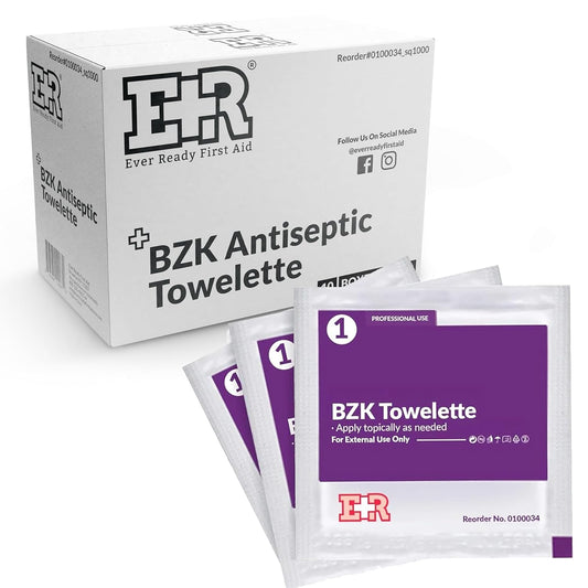 Benzalkonium BZK Wipes [Pack of 100] – 5”x7” Antiseptic Towelettes, First Aid Hand Wipes, Individually Wrapped for Skin Cleansing