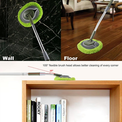Wall Cleaner, Wall Cleaner Mop Green Mop for Walls Max 66’’ Wall Mop with Long Handle, Ceiling Dust Mop with 15°Labor-Saving Extension Pole, Green Wall Cleaner with Long Handle, Wall Washing Mop