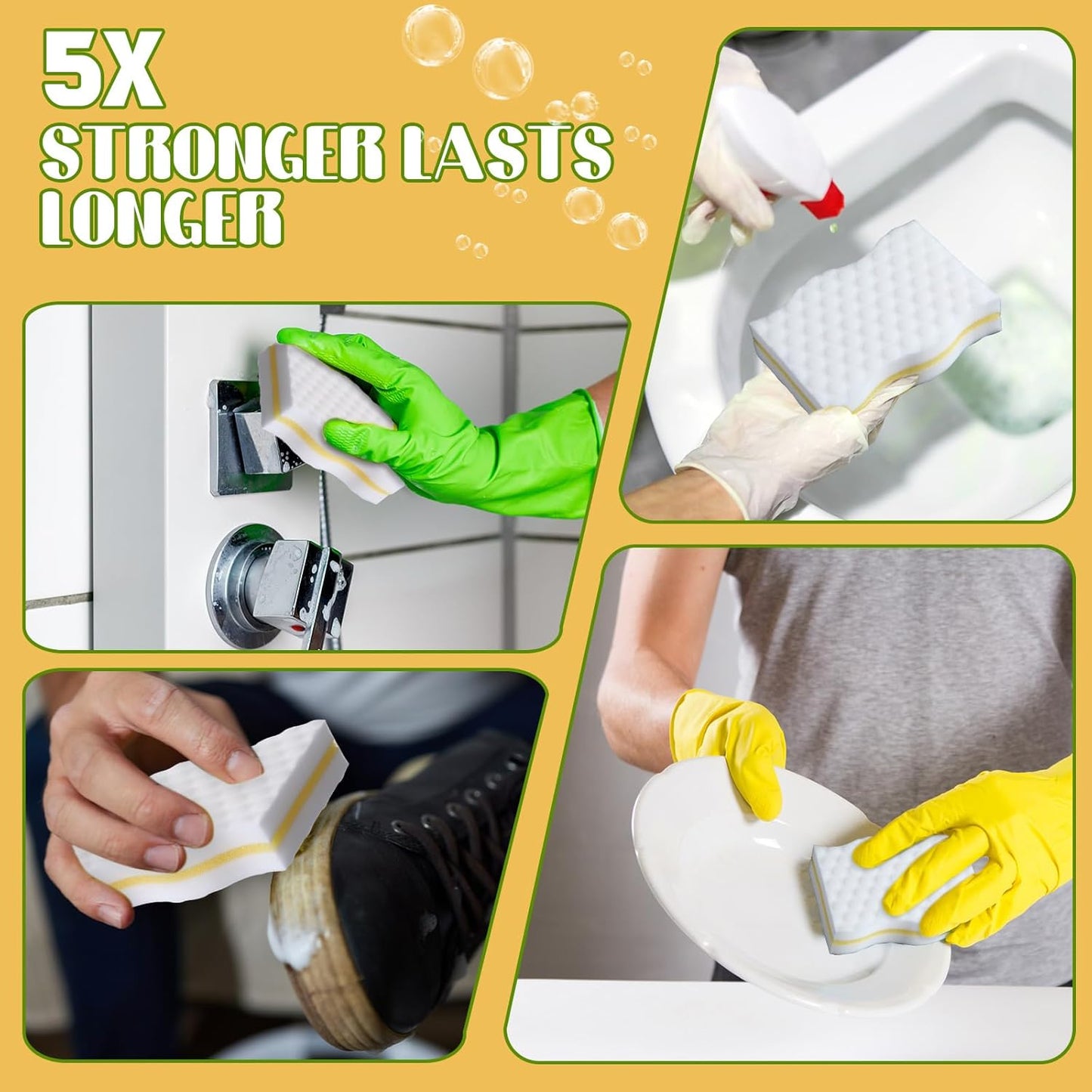 SiliFine Magic Extra Durable Sponge Eraser 3 Layer Density Cleaning Pads in Bulk Thick More Lasting Sponge Eraser for Bathroom Kitchen Floor Bathtub Toilet Cleaner(60 Pcs,White, Blue)