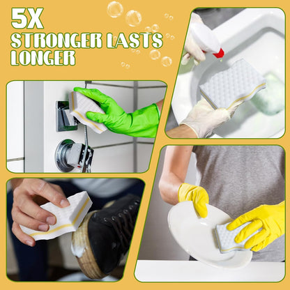 SiliFine Magic Extra Durable Sponge Eraser 3 Layer Density Cleaning Pads in Bulk Thick More Lasting Sponge Eraser for Bathroom Kitchen Floor Bathtub Toilet Cleaner(60 Pcs,White, Blue)