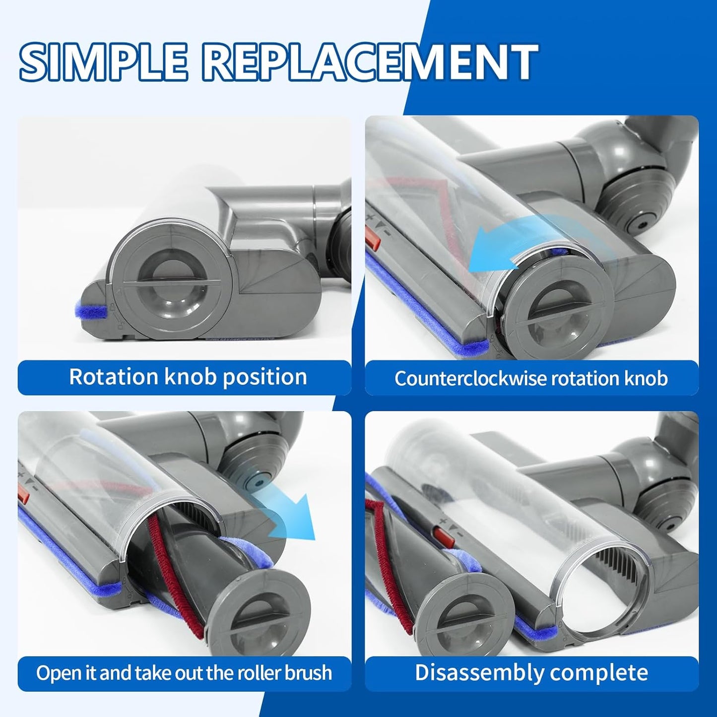 Vacuum Head Replacement Compatible with Dyson V8 V10 V11 V15 Vacuum Cleaner Upgrade Anti-Tangle Replacement Cleaner Head with Adjustable Suction Green Light Suitable for Hardwood Floor