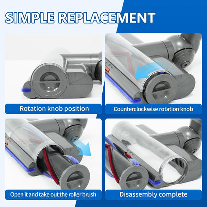 Vacuum Head Replacement Compatible with Dyson V8 V10 V11 V15 Vacuum Cleaner Upgrade Anti-Tangle Replacement Cleaner Head with Adjustable Suction Green Light Suitable for Hardwood Floor