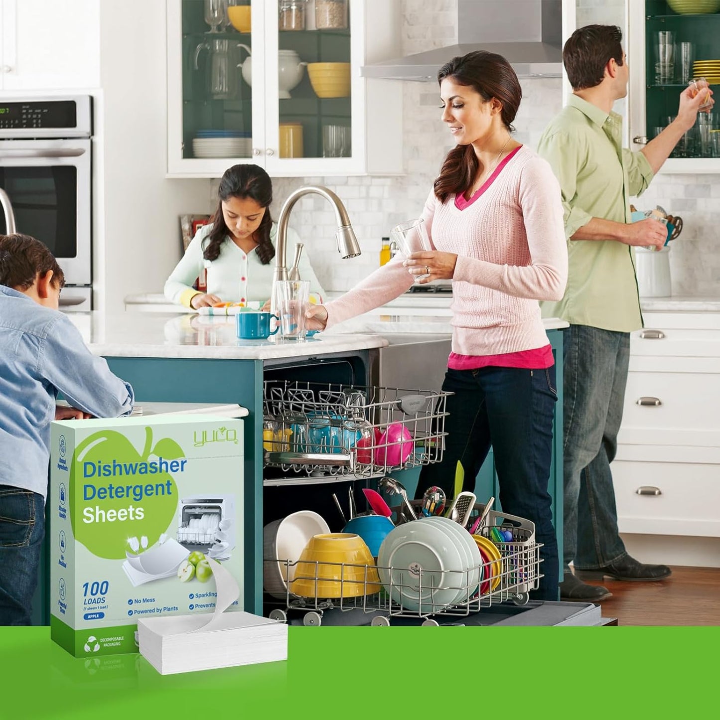 Dishwasher Detergent Sheets 100 Loads,Eco Friendly Dishwasher Detergent Plastic-Free Washer Sheets Alternative (Lemon)