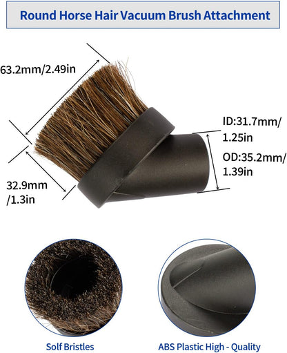 For Shark Vacuum Attachments, Round Horse Hair Vacuum Brush Attachment For Shark Vacuum Brush Attachment With 1-1/4” To 1-3/8” Adapter, For Dusting Car Seats & Upholstery, 3 Pack