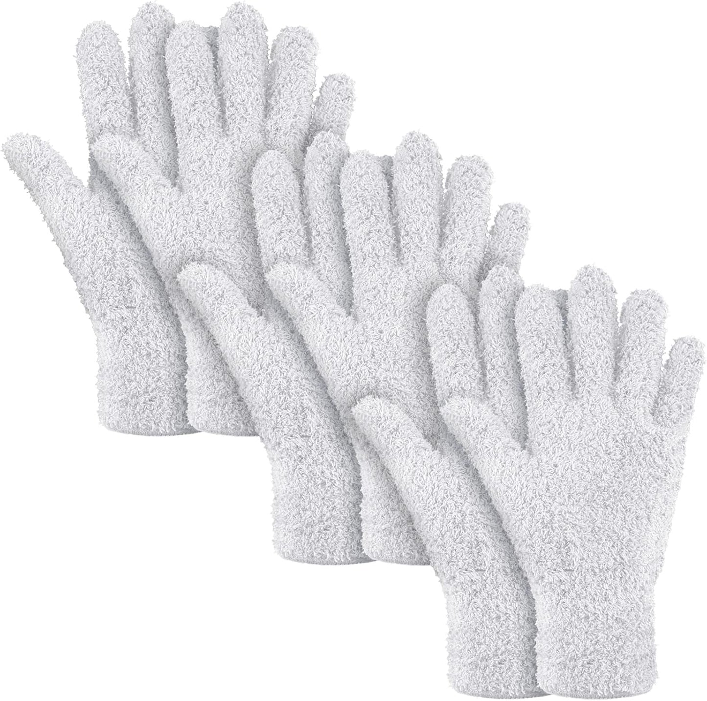 Patelai 3 Pairs Microfiber Plant Dusting Gloves Leaf Cleaning Gloves for Indoor Plants, Blinds, Furniture, House (Green Yellow,Blue,Pink,Medium)