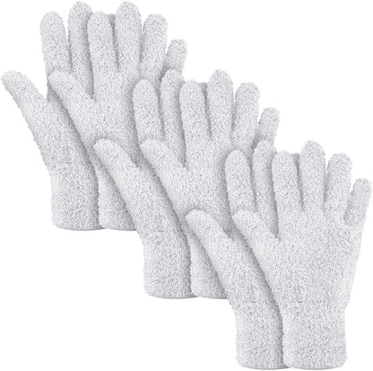 Patelai 3 Pairs Microfiber Plant Dusting Gloves Leaf Cleaning Gloves for Indoor Plants, Blinds, Furniture, House (Green Yellow,Blue,Pink,Medium)