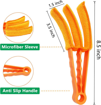 3 Pack Microfiber Feather Duster with 6 Microfiber Sleeves, Window Blind Cleaner, Blind Duster, Blinds Cleaning Tools