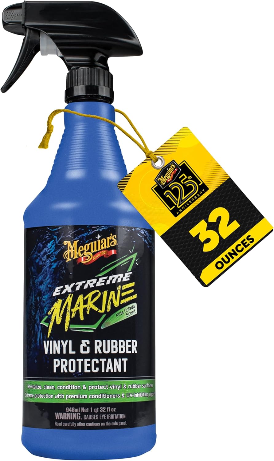 Meguiar's Extreme Marine Vinyl & Rubber Protectant M180132, 32 Oz Spray—Uv Protectant For Boat Owners & Rv Users; Use On Marine/Rv Vinyl And Rubber To Help Prevent Fading And Drying
