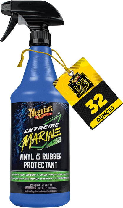 Meguiar's Extreme Marine Vinyl & Rubber Protectant M180132, 32 Oz Spray—Uv Protectant For Boat Owners & Rv Users; Use On Marine/Rv Vinyl And Rubber To Help Prevent Fading And Drying