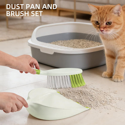 NACENA Dust Pan and Brush Set, Large Hand Broom and Dustpan Set Large Brush and Dustpan Set for Camping Broom and Dustpan Combo for Daily Cleaning Pet Hair Office Home Car, White & Red