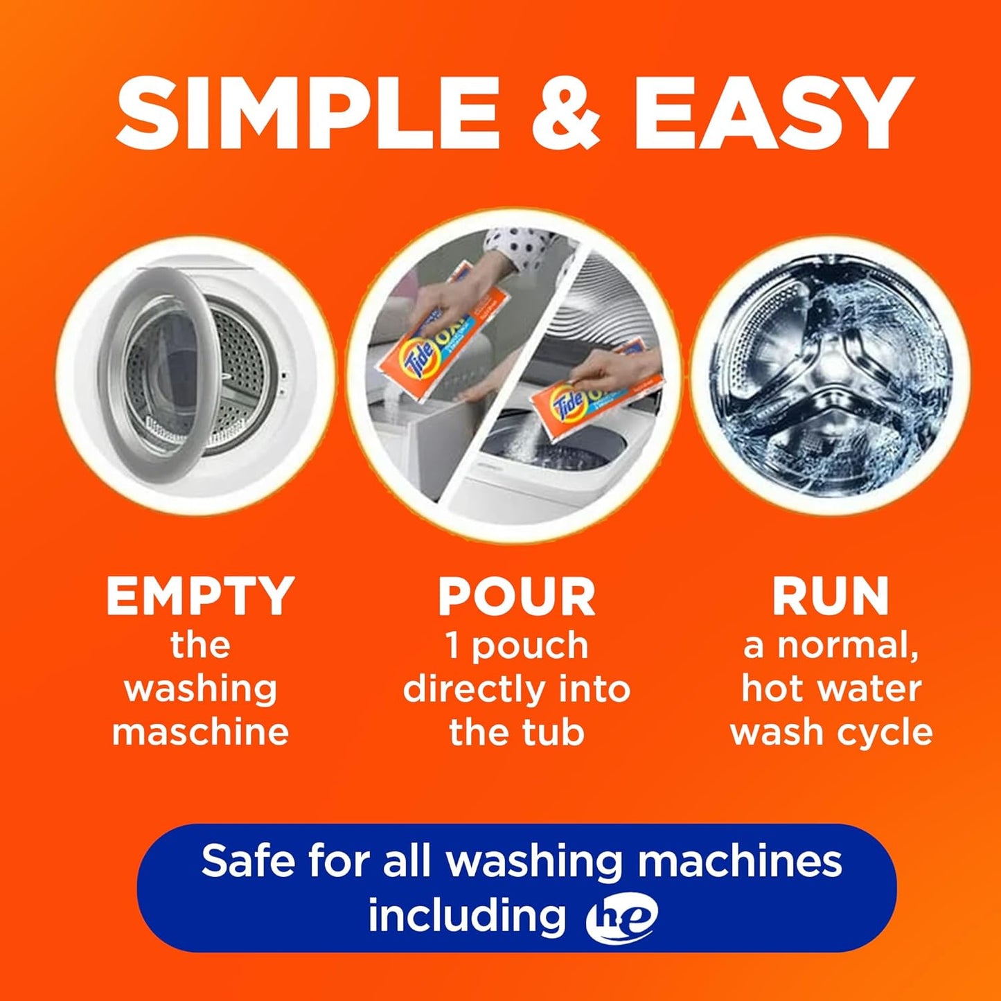 Washing Machine Cleaner by Tide, Washer Machine Cleaner with Oxi for Front and Top Loader Washer Machines, Deep Cleaning Residue & Odor Eliminator, 10 Month Supply + Calendar