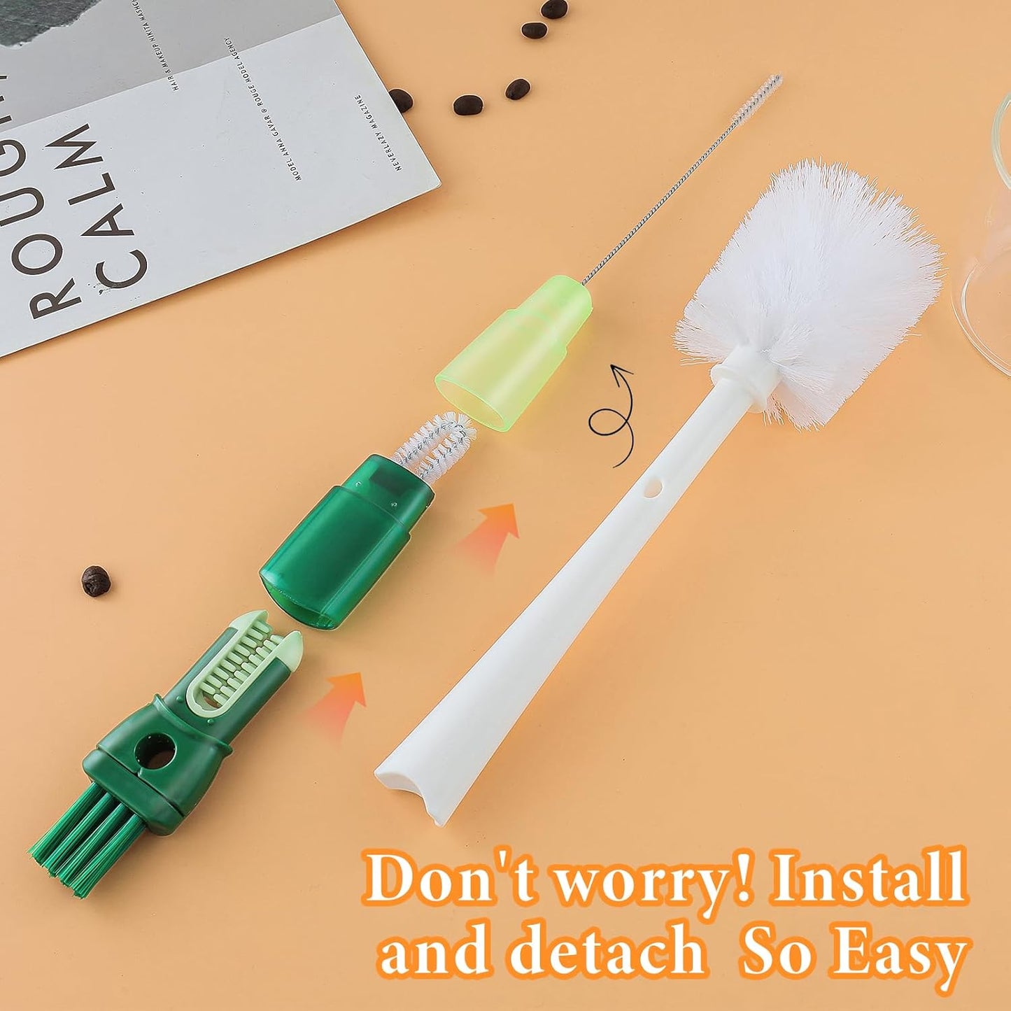 5 Pack Water Bottle Cleaner Brush Set for Hygiene Conscious People: 5 in 1 Removable Multifunctional Water Bottle Brush Cleaning Tools - Easily Cleans the Cup Mouth Lid Bottom and Straw
