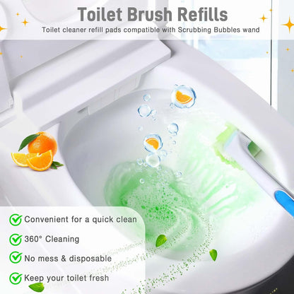 Toilet Cleaner Refill Pads Ocean Scent Enhanced Odor Control 48 Count Toilet Scrubber Refill Clean Stains Disposable Toilet Brush Refill for Toilet and Bathroom