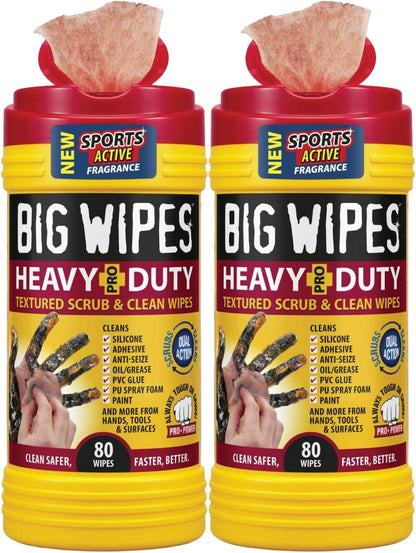 BIG WIPES Heavy Duty Industrial Textured Scrubbing Wipes (80 Count (Pack of 1), Multi-Purpose)