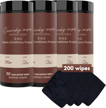 Swanky Leather Wipes - Leather Cleaner and Conditioner for Purses, Shoes, Furniture Polish & Car Seats, Prevents Fading & Cracking, Restores Softness & Shine - Soft Wipes, 30 Count