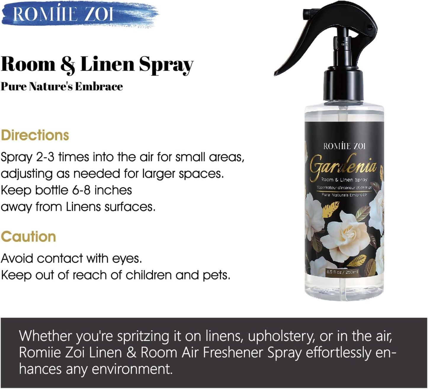 ROMIIE ZOI Room Spray Lemon, Air Freshener Spray Made with Natural Plant Extract, Scented Room Spray for Home Fragrance Fabric Spray Freshener 8.5 FL OZ