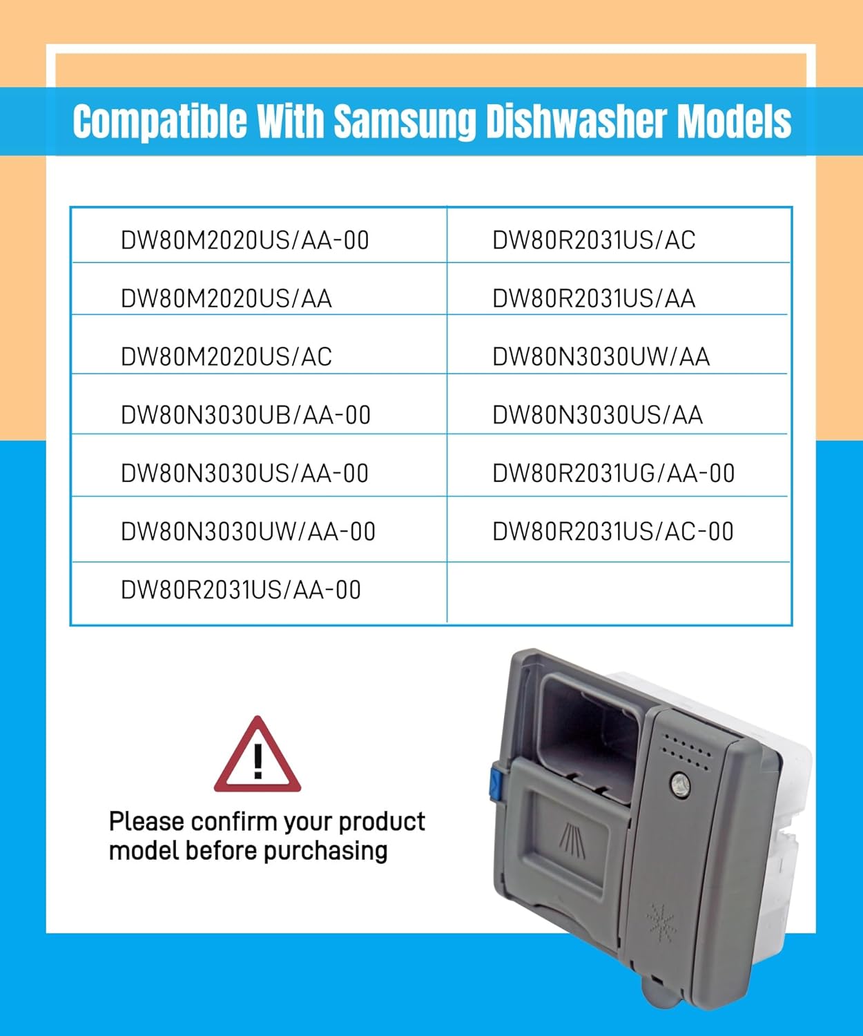 DD81-02202A Dishwasher Rinse-Aid soap Dispenser Parts,DD81-02628A Detergent & Rinse Aid Dispenser Replacement for Samsung Dishwasher,DW80M2020US,DW80R2031US,DW80N3030US/UW/UB
