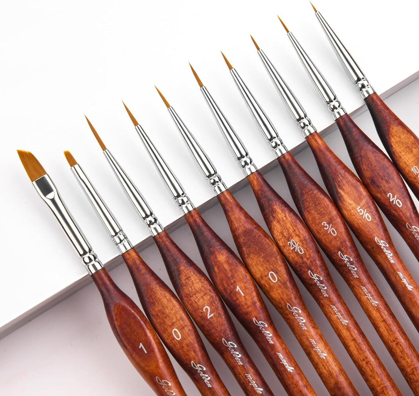 Golden Maple Detail Paint Brushes Set 10pcs Miniature Brushes for Fine Detailing & Art Painting - Acrylic, Watercolor, Oil, Models