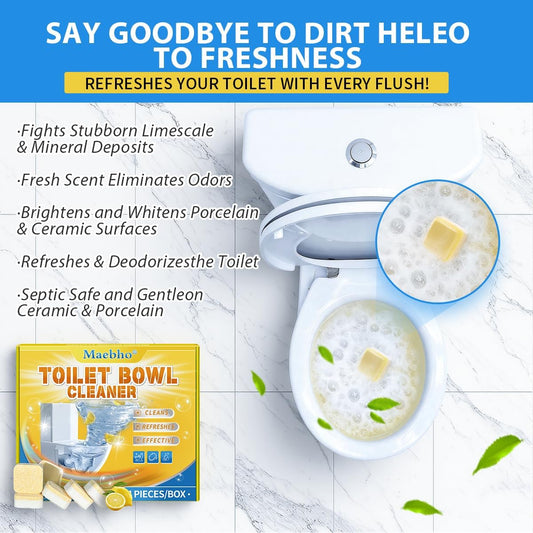 Toilet Bowl Cleaner Tablets (24 Count) | Septic Safe, Eco-Friendly Drop-in Tablets for Continuous Cleaning | Powerful Stain & Limescale Remover with Long-Lasting Fresh Scent