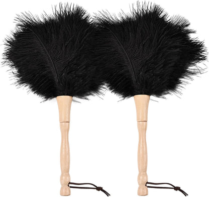 Ostrich Feather Duster 12 Inch Handheld Duster Supplies, Wooden Handle Feather Duster for Cleaning Keyboard Home Car Office (Champagne)