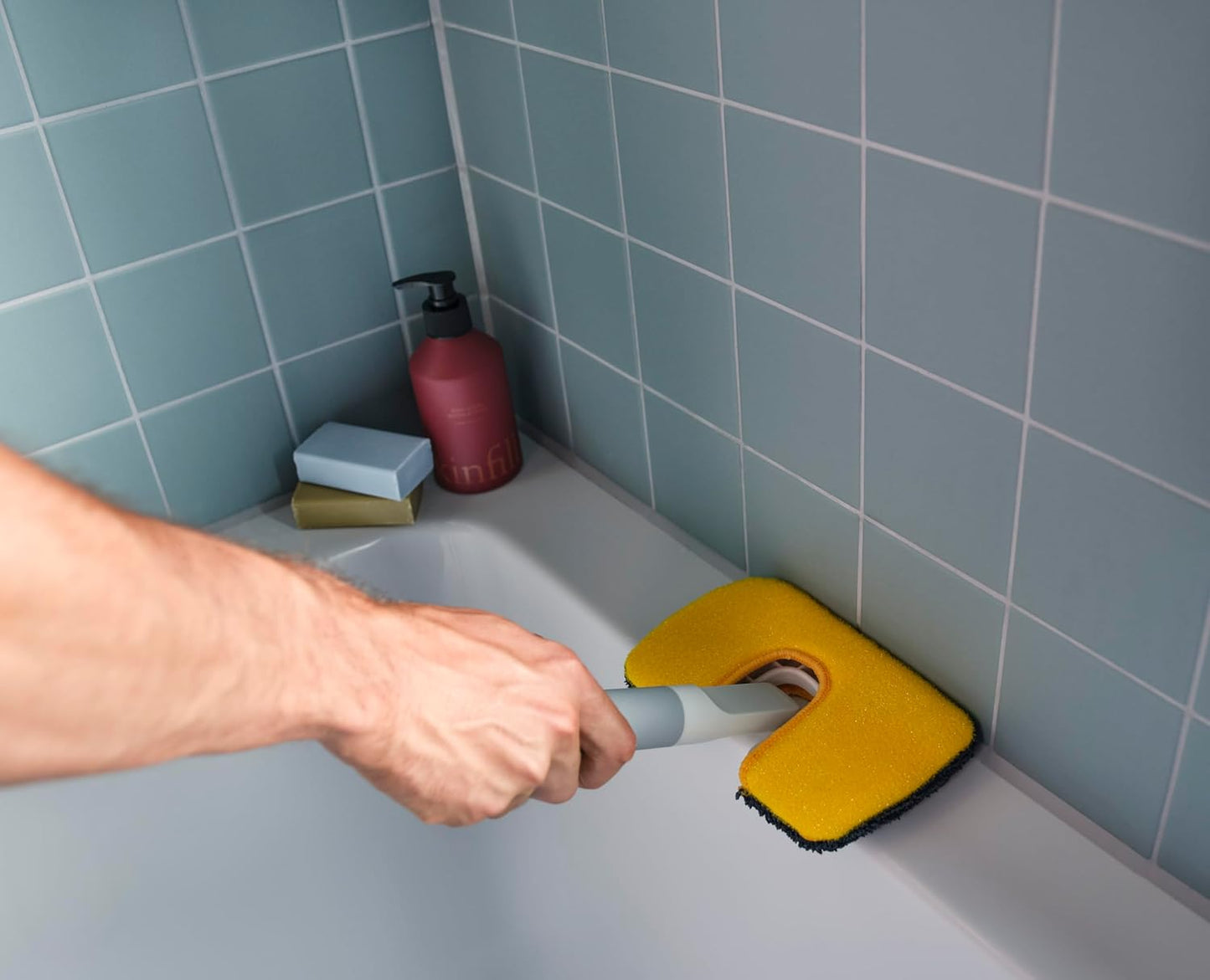 Joseph Joseph CleanTech 2-in-1 Glass Cleaner Shower Squeegee with Washable Microfiber Pad and Space-Saving Foldable Handle