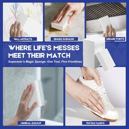 Magic Sponge 10 Pack Textured Quick Series, Effortlessly Erase Scuff Marks and Stains from Multiple Surfaces with No Harsh Chemicals