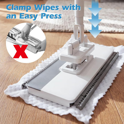 Mops for Floor Cleaning, Masthome Flat Dust Mop with 4 Reusable Pads, 2-Sided Microfiber Dust Mop for Wet & Dry Use, Flat Flip Mops for Hardwood, Laminate, Vinyl,Kitchen, Tile -1 Scraper