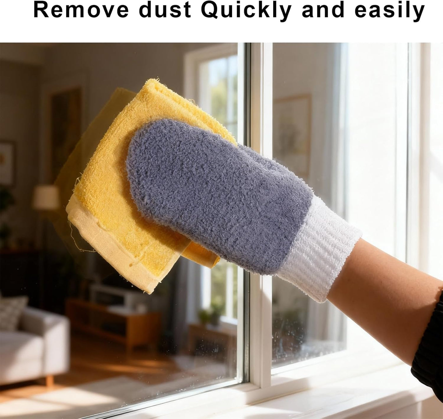 3 Pairs Microfiber Dusting Mitt Household Cleaning Gloves Leaf Cleaning Gloves Washable Reusable for Blinds, Windows, Plants, Furniture Clean