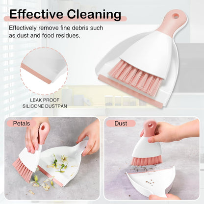 NACENA Mini Dustpan and Brush Set 2 Pack, Small Broom and Dustpan Set Dust Pan and Mini Hand Broom Dustpan and Broom Combo Compact for Home Table Keyboards Sofa Kitchen, Blue