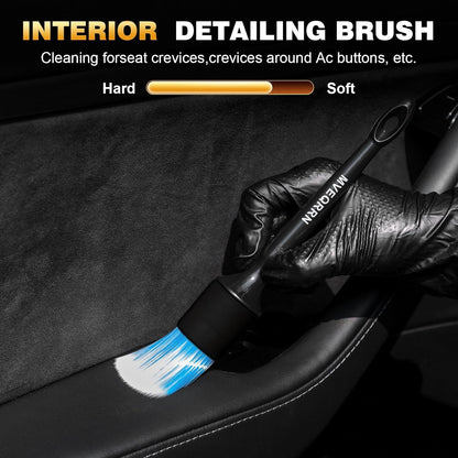 10PCS Car Detailing Brush Set,Boars Hair Car Cleaning Detail Brush kit,Ultra Soft No Scratch Car Dust Brush,Car Interior Detailing Brushes Kit,Detail Brushes Car Detailing for Interior Exterior(gold)