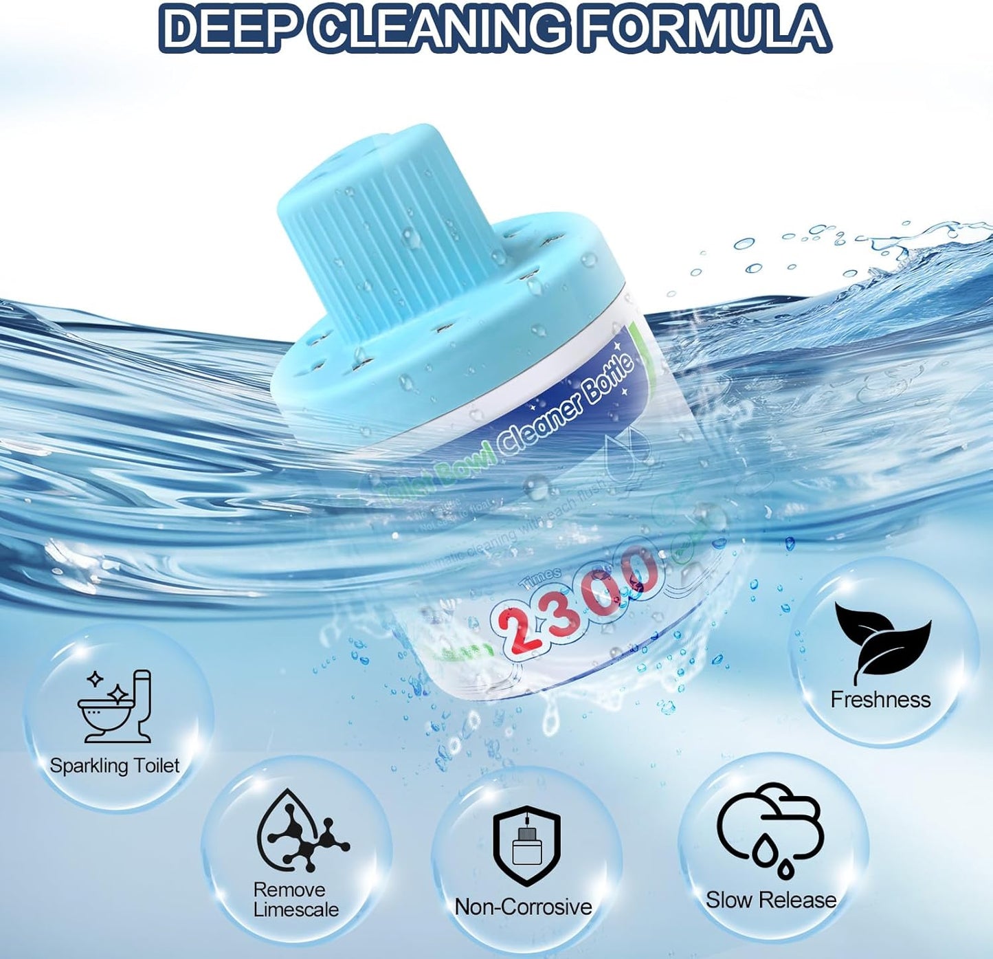 Msvvko Toilet Bowl Cleaners, Blue Cleaner Tablets in Bottle, Deodorizes, Freshens Odors, Drops Into Toilet Tank, Long Lasting Slow Release, Septic tank safety - 3 packs