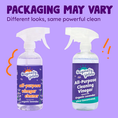 Originally Yellow Lemon Vinegar All Purpose Cleaning Spray | Distilled Cleaning Vinegar | Plant-Derived All Purpose Cleaner | Living Room, Bathroom, & Kitchen | 3 Pack