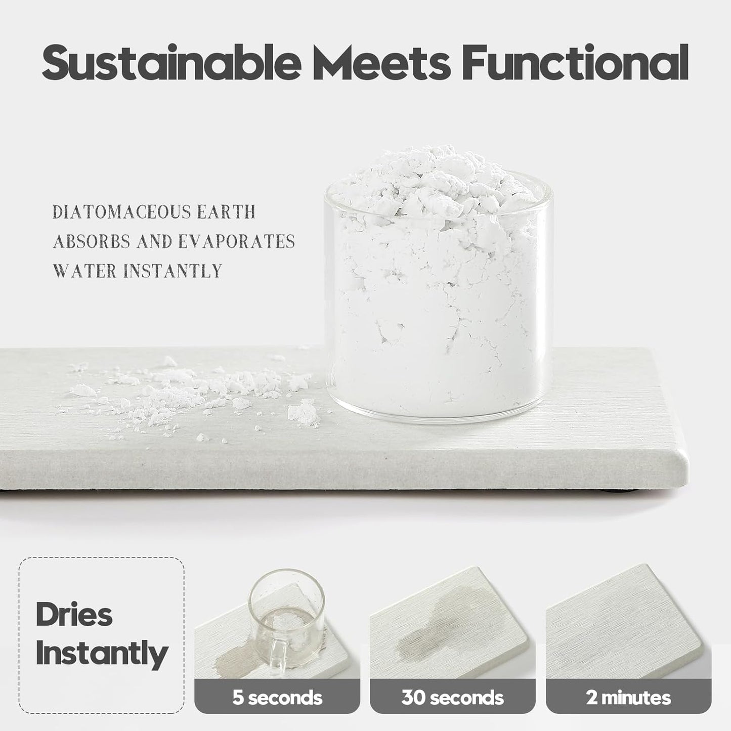 2PCS Water Absorbing Stone Drying Tray for Kitchen Counter & Bathroom Sink, Diatomite Faucet Splash Guard, Soap Dispenser Rack & Sponge Holder Caddy Organizer, Marble White (Printed Pattern), 9"x 3.5"