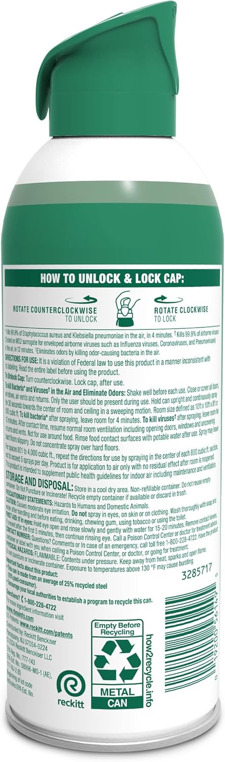 Lysol Air Sanitizer Spray with Bacterial Odor Eliminator for Home & Office, Sanitizing Air Spray, Air Freshener Alternative, Light Breeze Scent, 10 oz (Pack of 3)