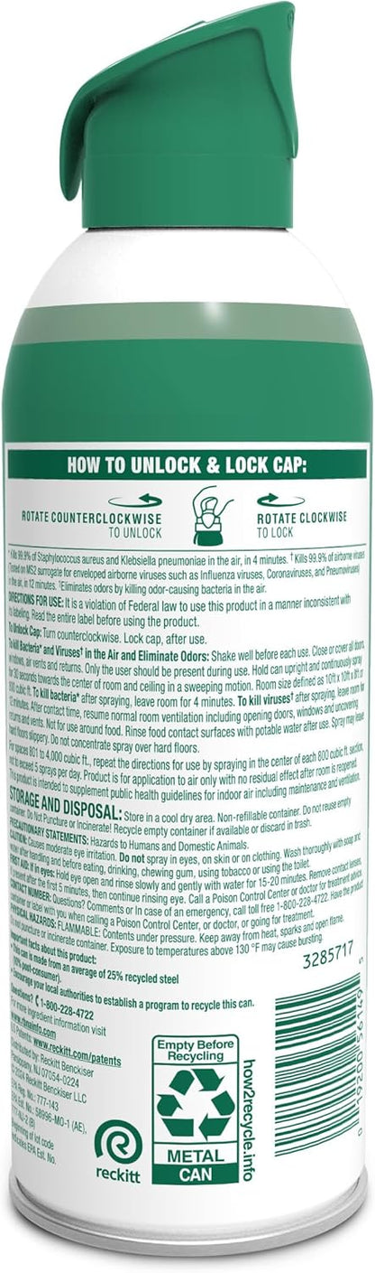 Lysol Air Sanitizer Spray with Bacterial Odor Eliminator for Home & Office, Sanitizing Air Spray, Air Freshener Alternative, Light Breeze Scent, 10 oz (Pack of 3)