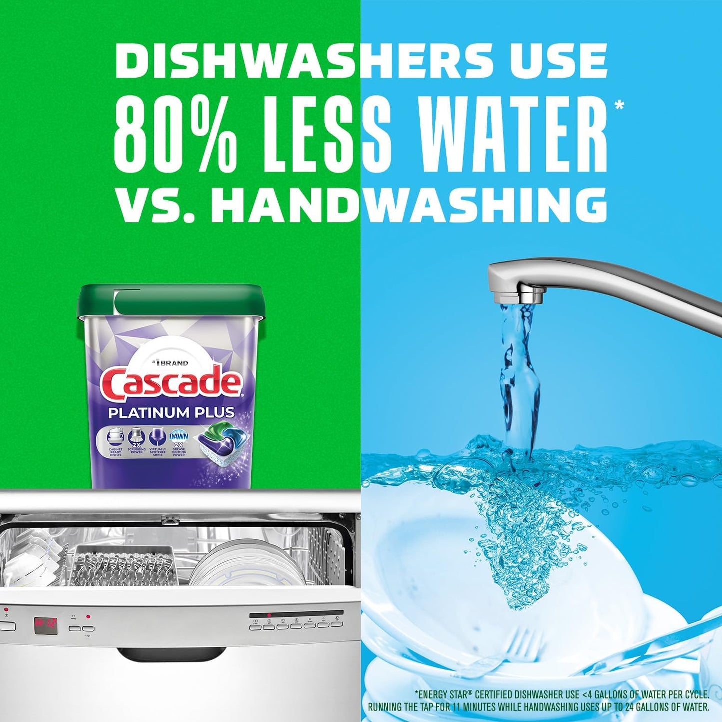 Cascade Platinum Plus ActionPacs Dishwasher Detergent Pods, Dishwasher Soap, Mountain, 52 Count