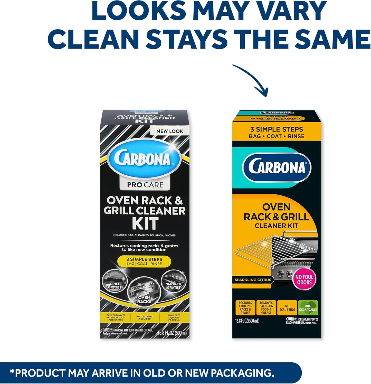 Carbona Oven Rack & Grill Cleaner Kit, Includes Bag & Gloves, Eliminates Thick Grease, Grime & Baked-On Food, Unscented Formula